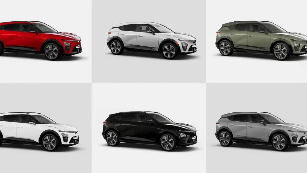 VinFast VF 7 India launch - Six available color options for the VinFast VF 7 electric SUV.