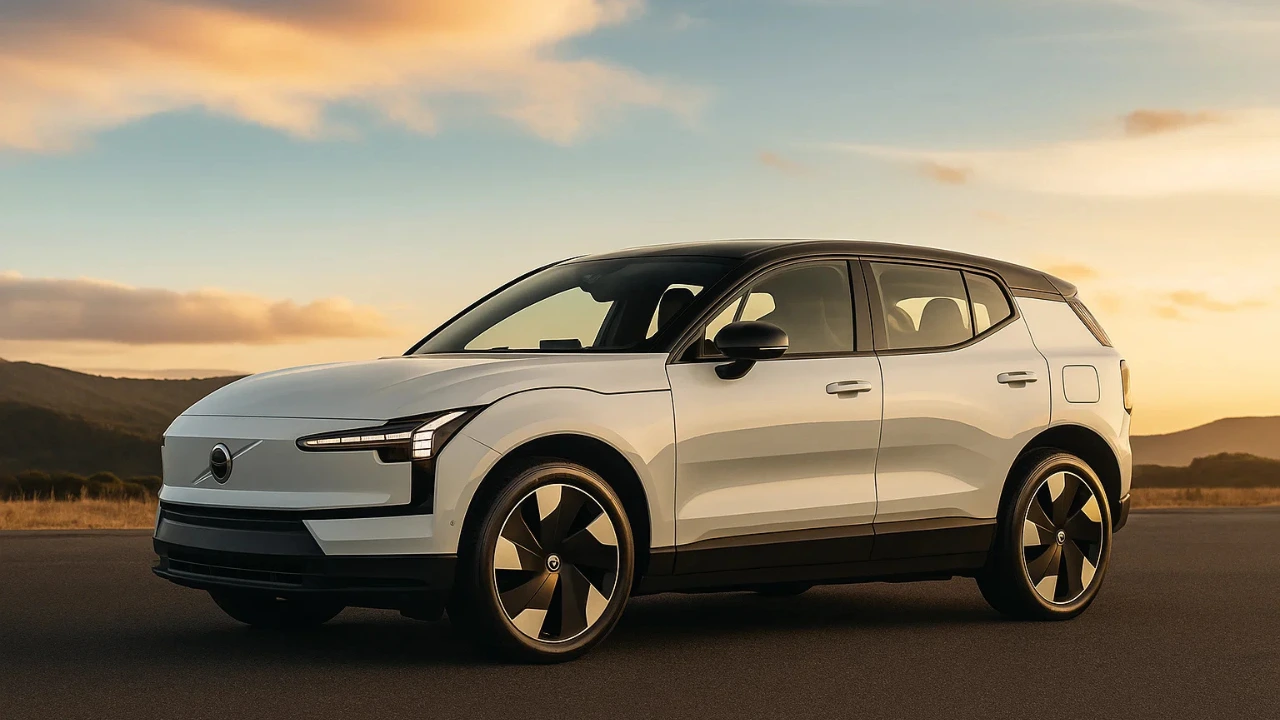 Front view of the Volvo EX30 electric SUV ahead of its India launch in October 2025