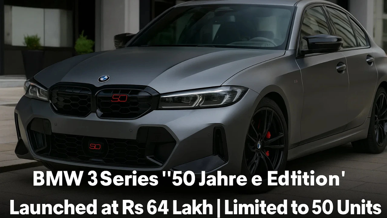 BMW 3 Series '50 Jahre Edition' in Dravit Grey with '50' badging and black accents.