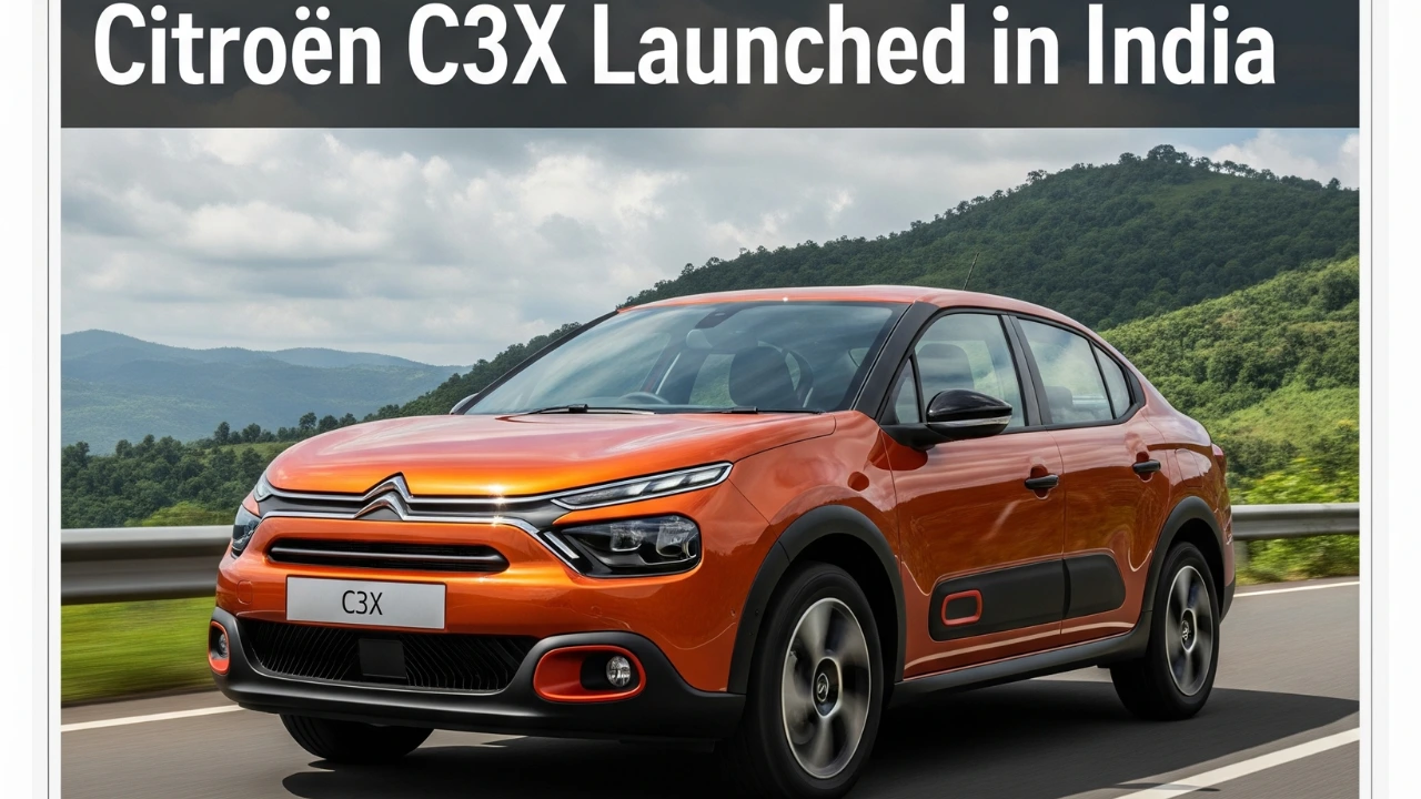 Citroen C3X India Launch: An image of the new crossover sedan on a road.