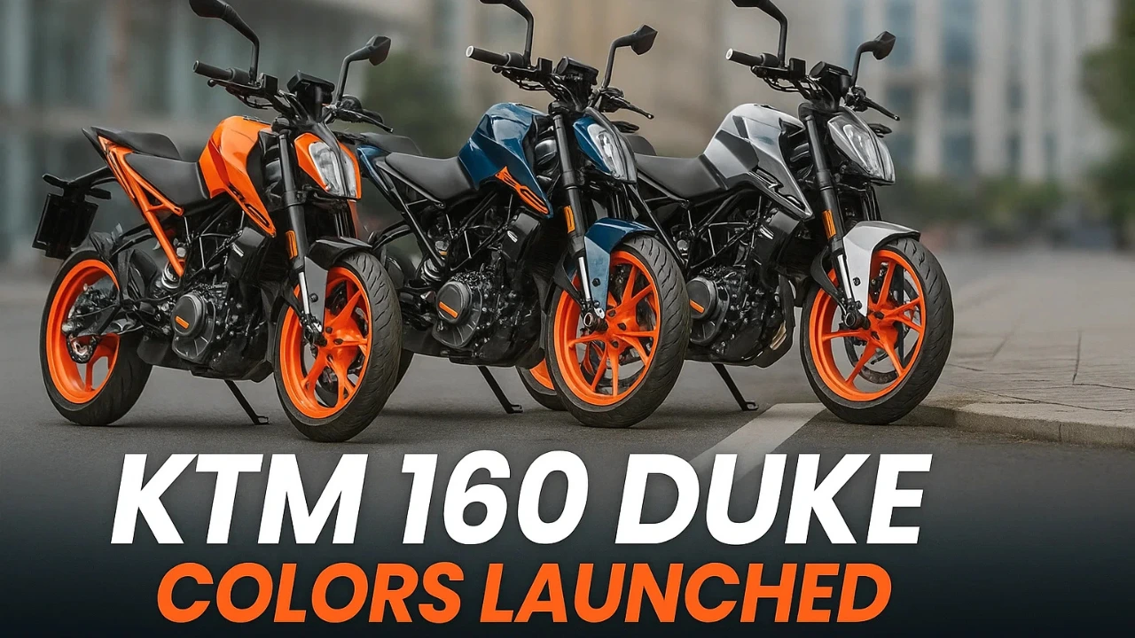 KTM 160 Duke colors: Orange, Blue, and Silver.