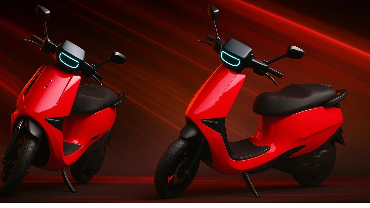 Red Ola S1 Pro Sport electric scooters showing front and side view.
