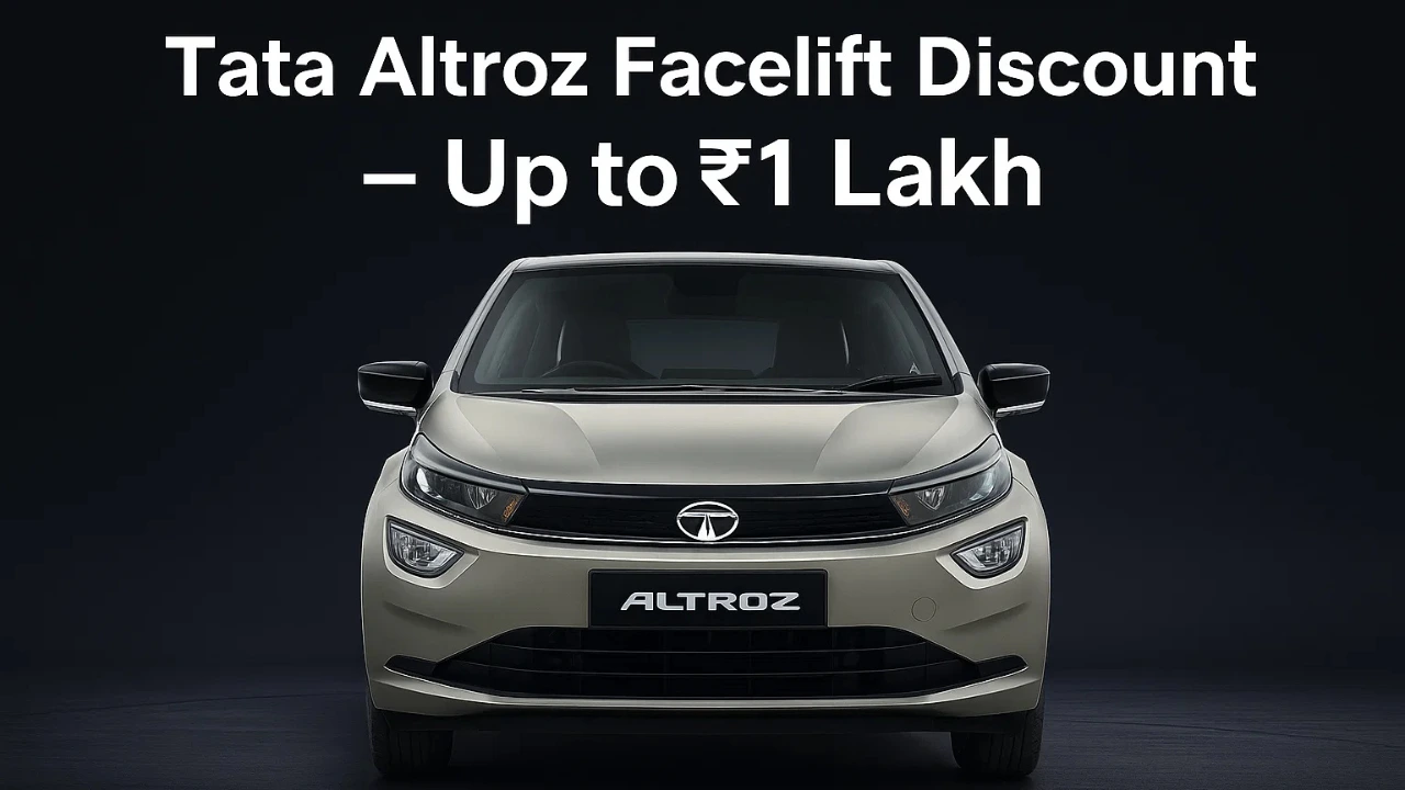 Tata Altroz facelift discount up to ₹1 lakh, a front-view image of the new Altroz model.