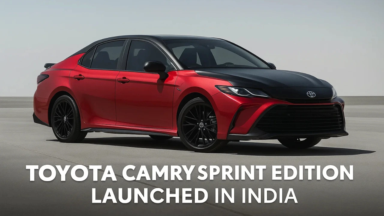 Red and black Toyota Camry Sprint Edition in India.