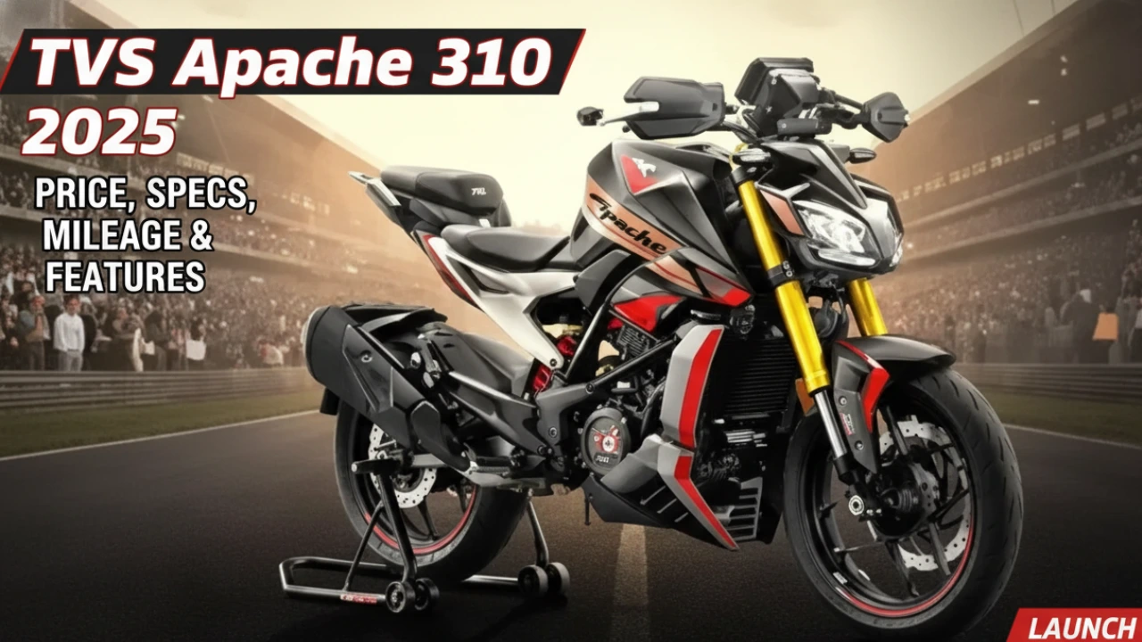 TVS Apache 310 2025 streetfighter motorcycle thumbnail, detailing price and features.