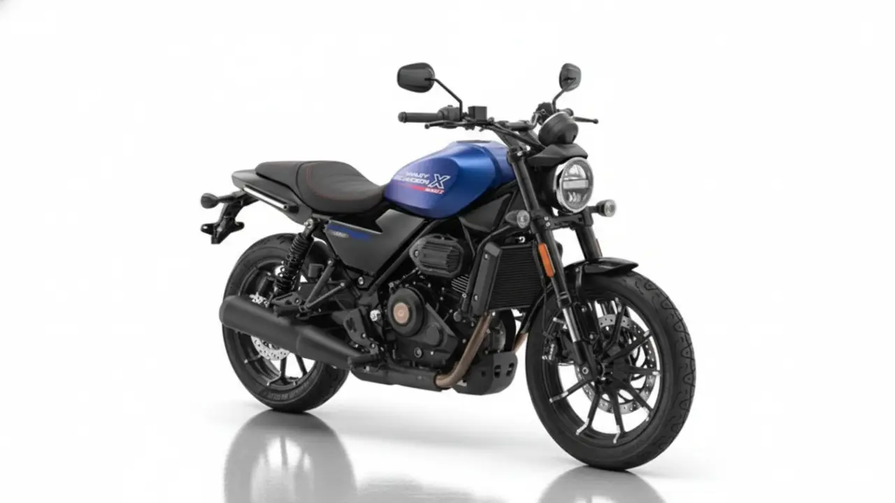 Harley Davidson X440 on-road price in Mumbai blue colour variant front angle view