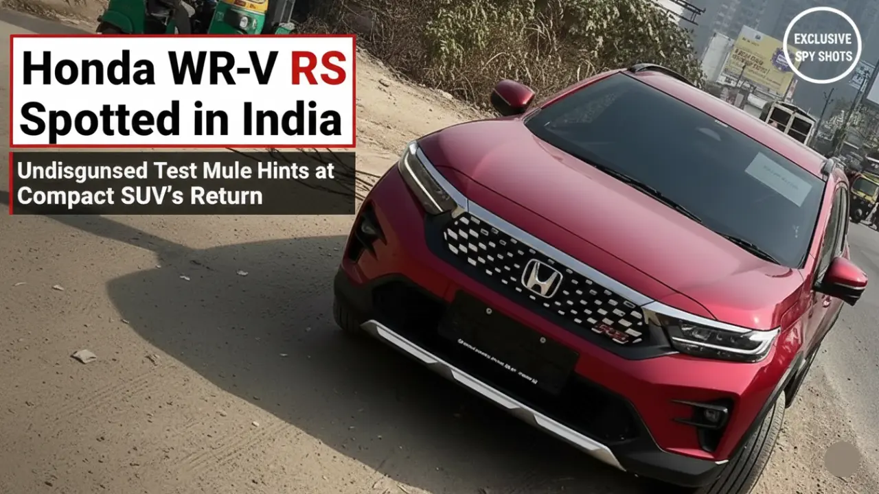 Honda WR-V RS spotted in India showing the undisguised red RS variant during road testing